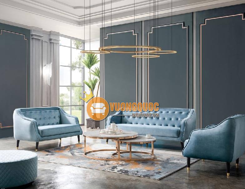 Bộ sofa phòng khách màu xanh dương CSM 6269-2